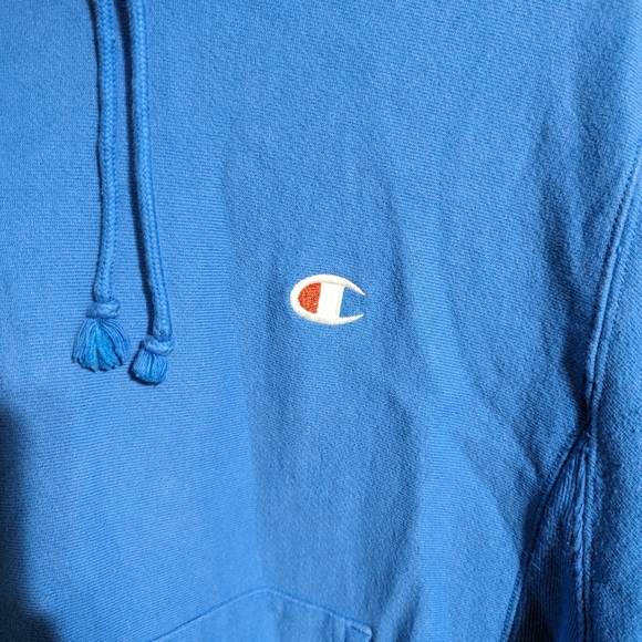 Champion reverse weave blue hoodie mini C men's Small - Picture 3 of 7